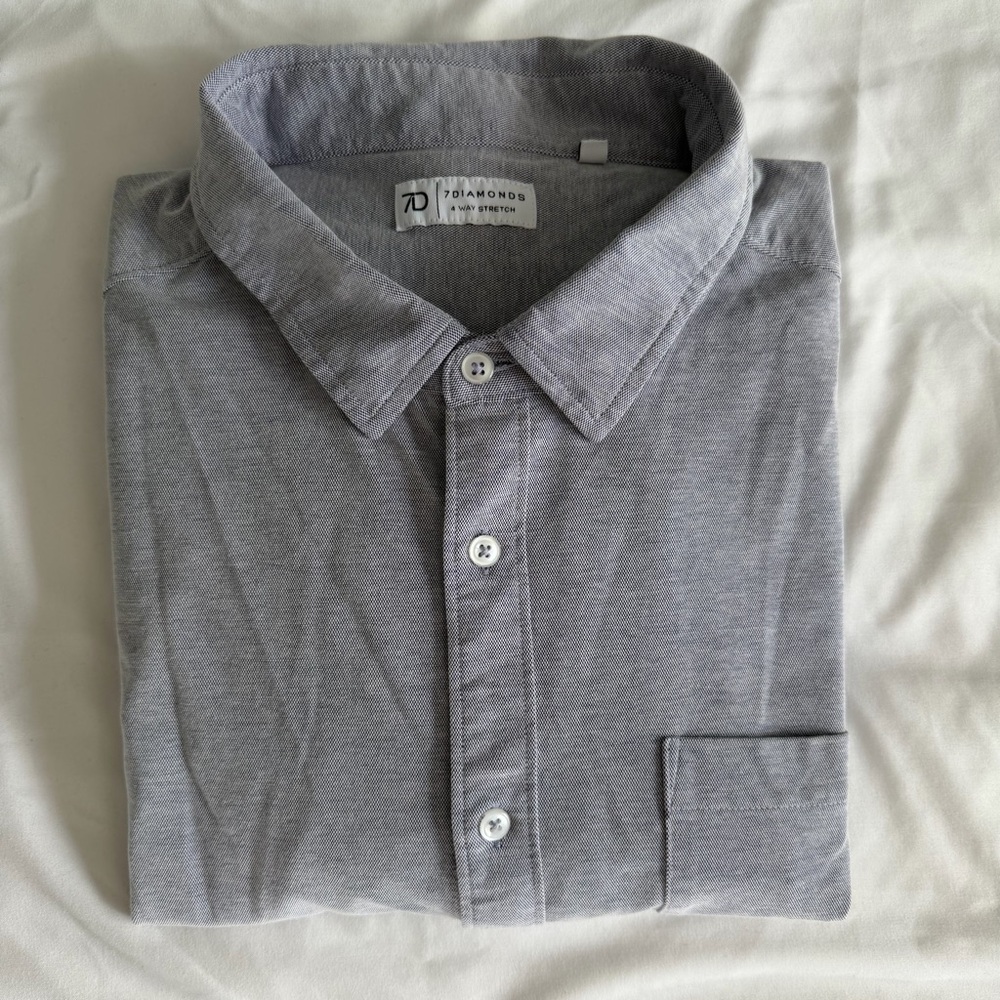7 Diamonds 4 Way Stretch Oxford Purple Gray Casual Long Sleeve Button Down Shirt